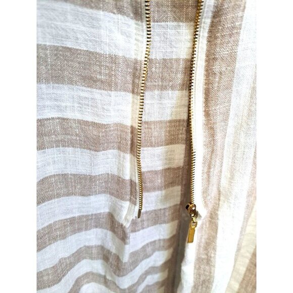 Soft Surroundings Women's M Camina Tunic Long Sleeve Beige Striped Linen Blend - Picture 5 of 11